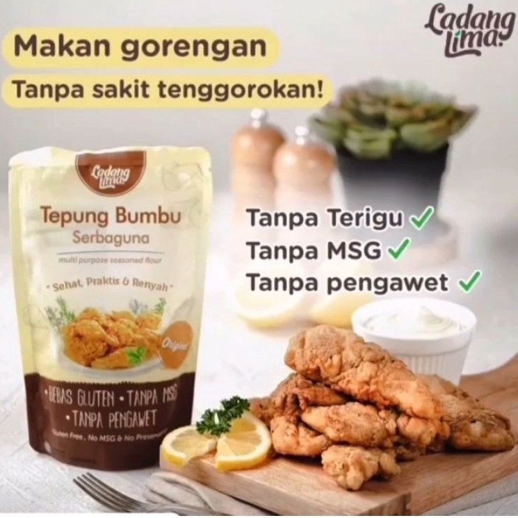 

St0ck Bany4k Ladang Lima Tepung bumbu GLUTEN Ladang Lima NON MSG @150gram Shopee Sale