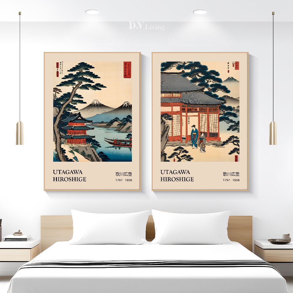 DVLIVING Hiasan Dinding Ruang Tamu Minimalis 80x57cm & 40x57cm INCLUDE FRAME - Lukisan Canvas Print 