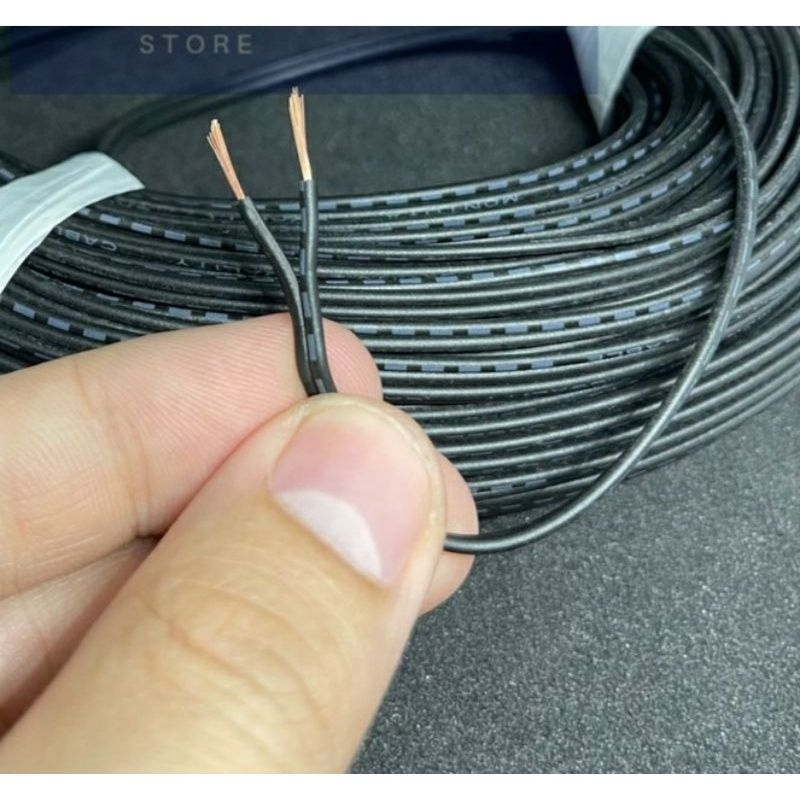 kabel awg 24 x 2 hitam bintik  putih - hitam polos kuat tahan untuk autdor otomotif tembaga murni