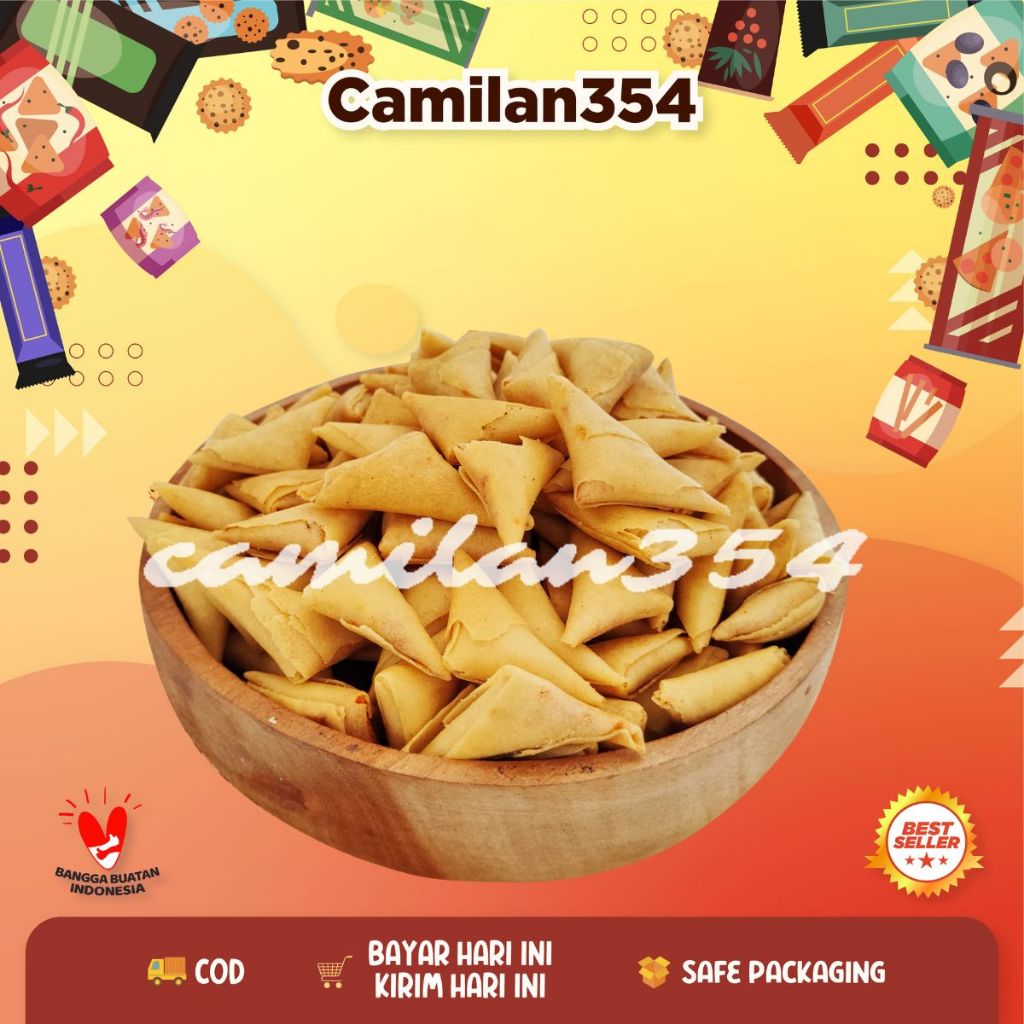 

Samosa Kering Isi Abon Ayam Pedas Manis - 250gr / Sambosa Segitiga Mini Renyah