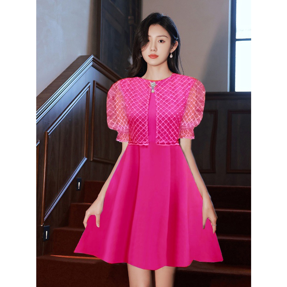 Gaun Pesta Gaun Natal Gaun Mini Kondangan Tile Bahan Brokat Kombinasi Scuba Free Aksesoris