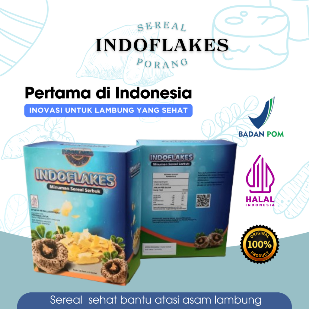 

INDOFLAKES Sereal Porang Umbi Garut Daun Kelor Cereal Solusi Atasi Asam Lambung Maag Akut Gerd Suplemen Makanan Diet