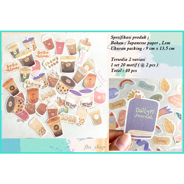 

40Pcs Stiker Aesthetic Stiker Tumblr Stiker Jurnal Stiker Boba Scrapbook Bujo Scrapbook Deco Journal