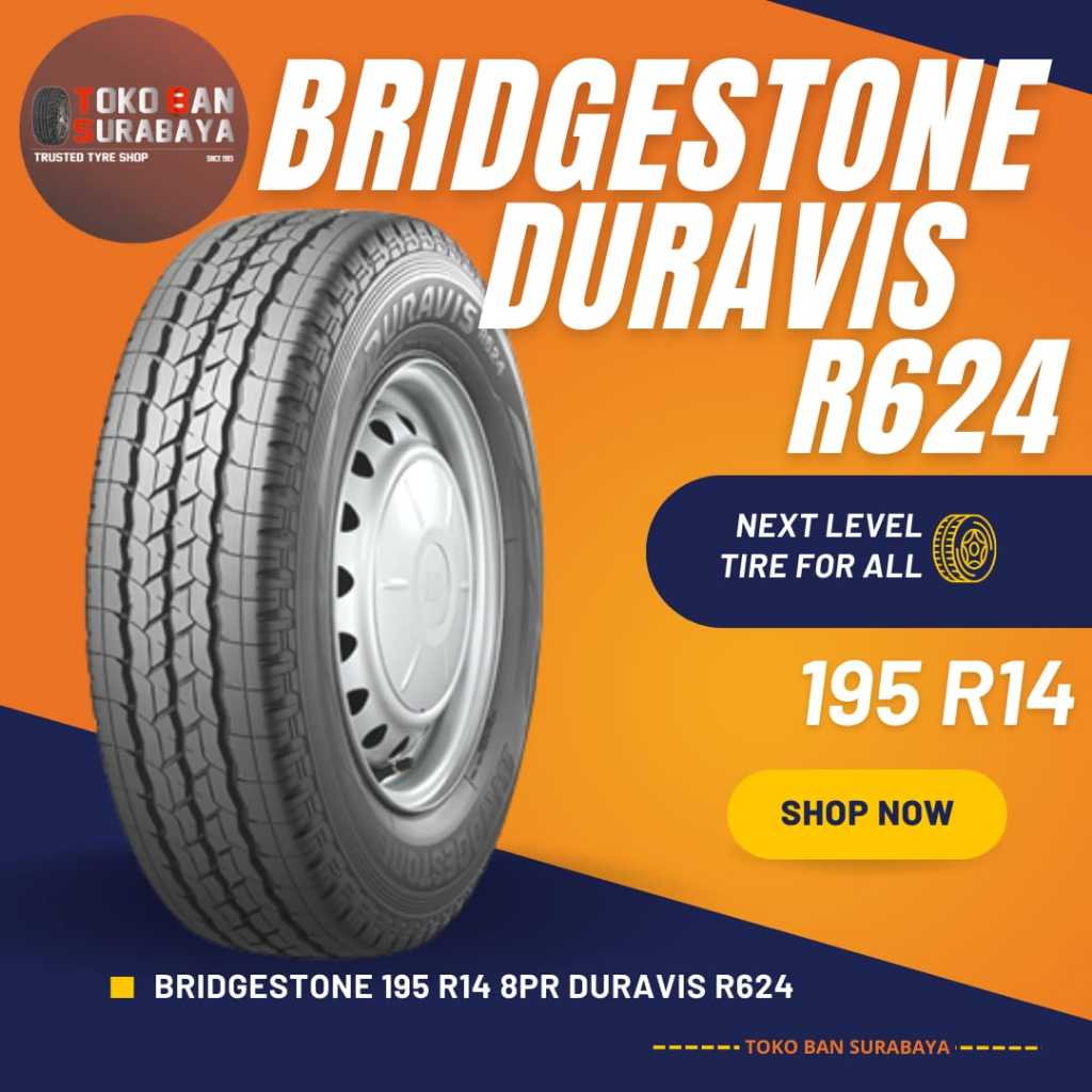 Ban BRIDGESTONE BS 195 R14 8PR 195R14 195-14 195/14 195/R14 8 PR R14 R 14 DURAVIS R624 R 624