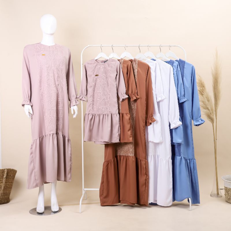 Gamis Couple Ibu dan Anak Syakilla Premium / Dress Couple Fashion Muslim