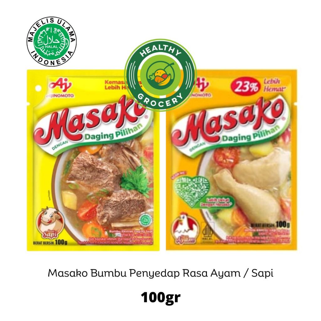 

Masako Bumbu Kaldu Sapi / Ayam 100gr / Masako Penyedap Rasa