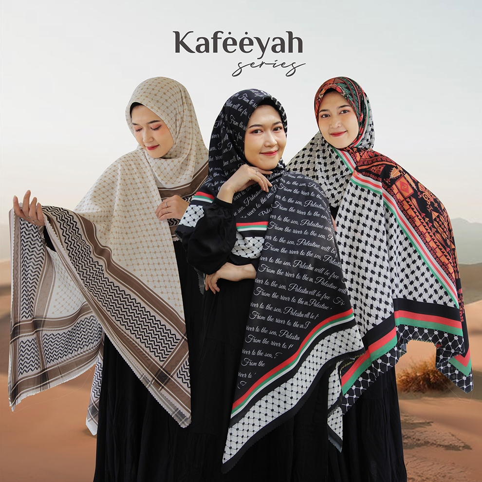Hijab Jumbo | Kerudung Segi Empat Motif 140 x 140 | Jilbab Syar'i Kafeeyah Series