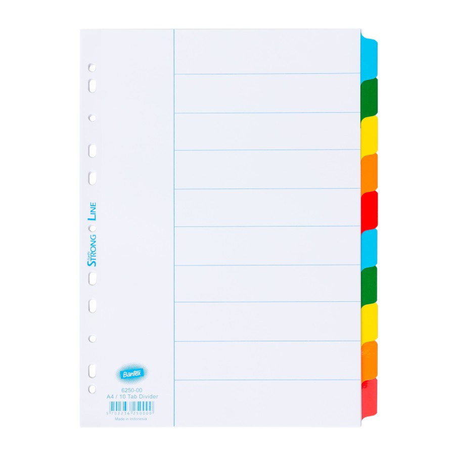

Bantex Strongline Divider A4 10 pages (plain tabs) #6250 00