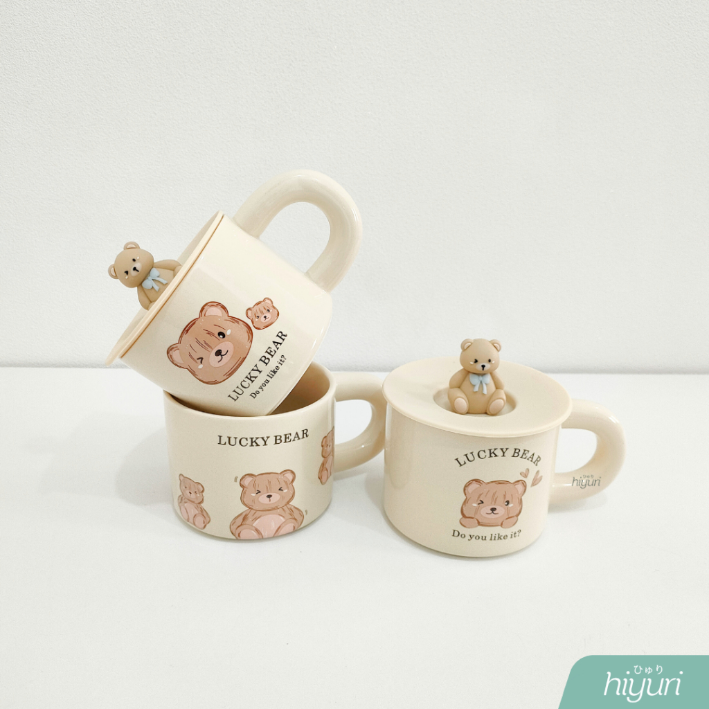 HIYURI Gelas Donbear keramik/Gelas minum/gelas keramik/gelas bear/gelas motif beruang/cangkir/gelas 