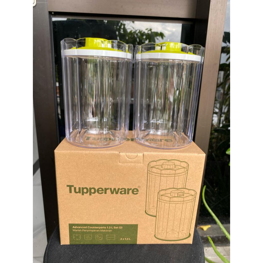 Toples Tupperware 2 pcs Advanced Counterpart bening tutup hijau 1.3L 500ML ORI Tupperware with box