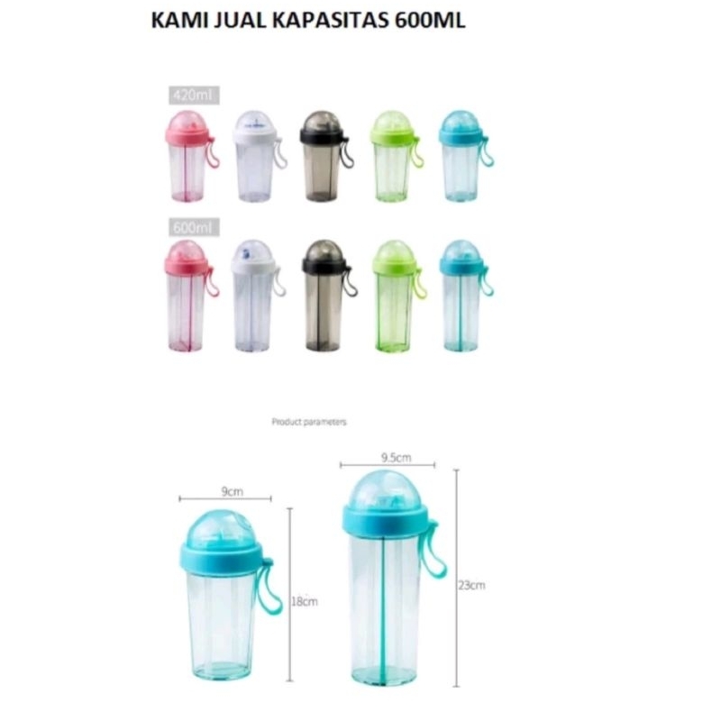 Botol Minum Dua Sisi 600ML + Sedotan