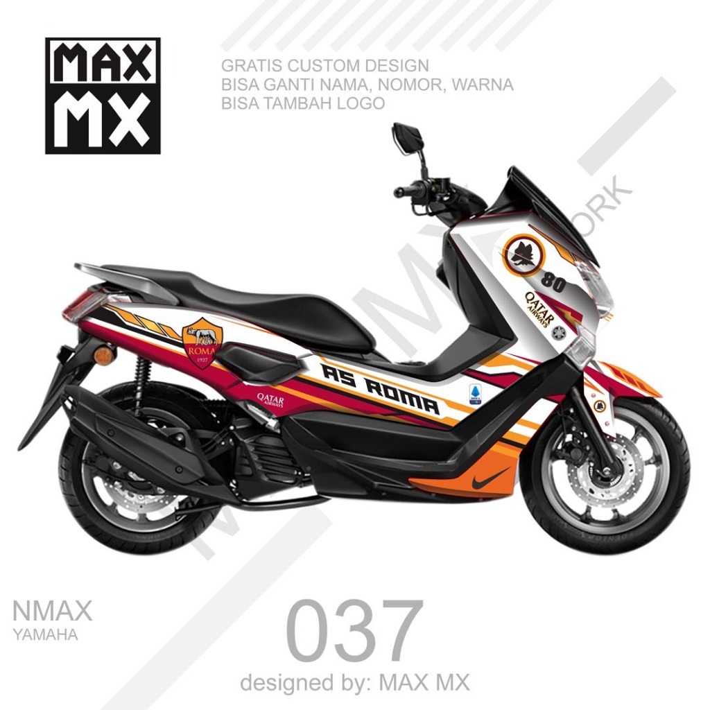 decal stiker full body nmax old variasi striping fullbody sticker  keren warna as roma merah putih l