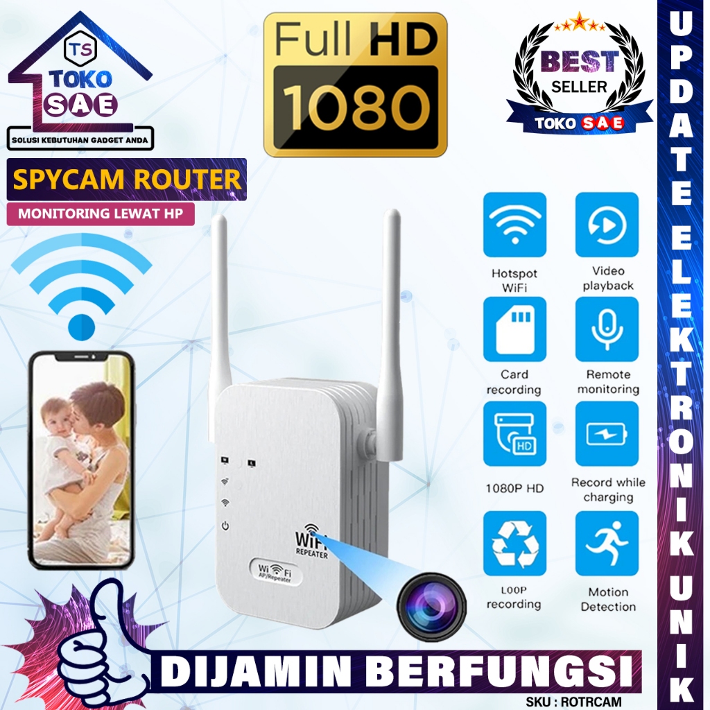 IP Camera CCTV Wifi Mini Portable Kamera Repeater Router Multifungsi Resolusi Full HD 1080P Motion D