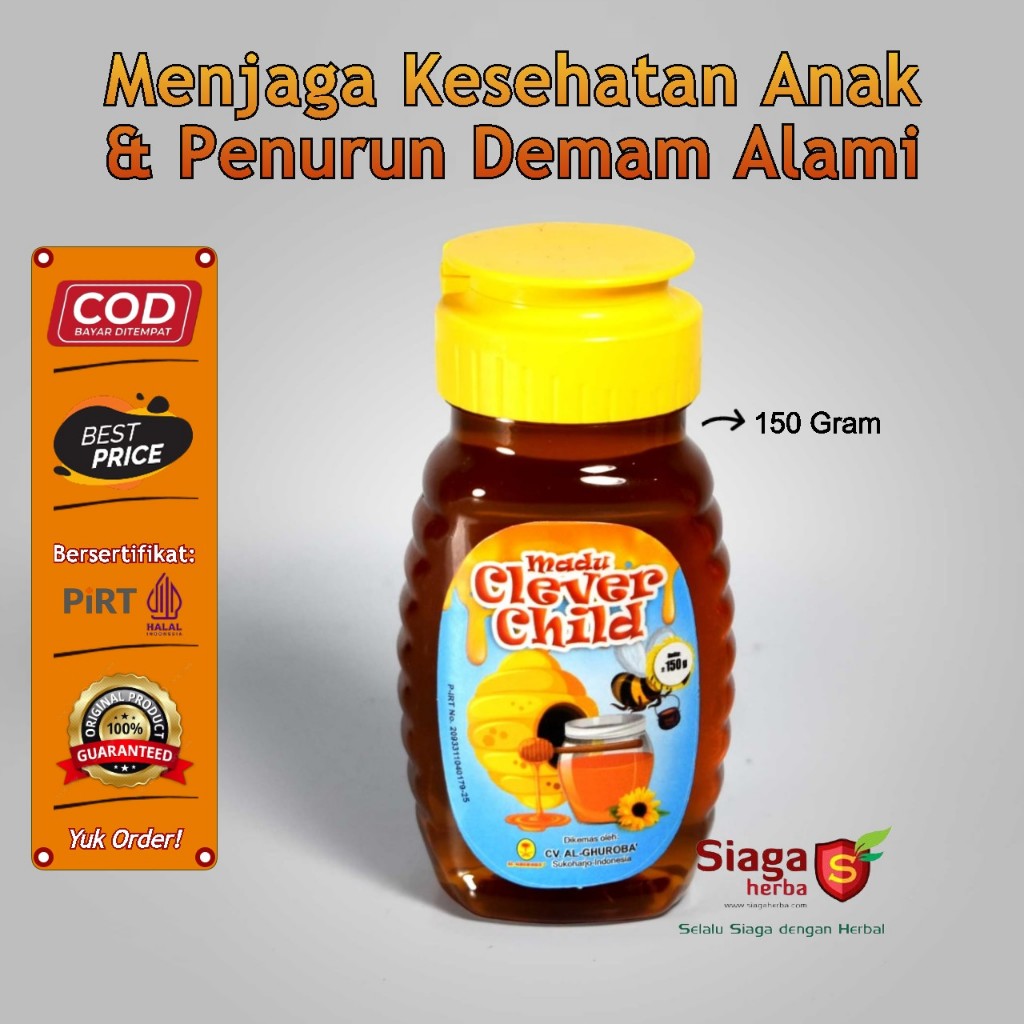 

Madu CLEVER CHILD Original 150gr Botol Fliptop Al-Ghuroba