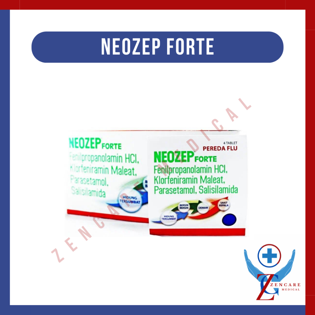 Neozep Forte Tablet / Obat Flu, Batuk, Demam Dan Sakit Kepala - 4 Tablet / strip