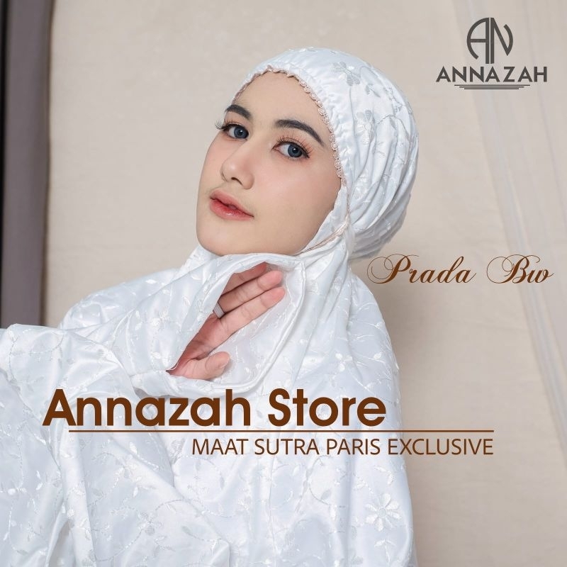 Annazah - Mukena Terusan Dewasa  Jumbo Sutra Krisdayanti Putih Bw