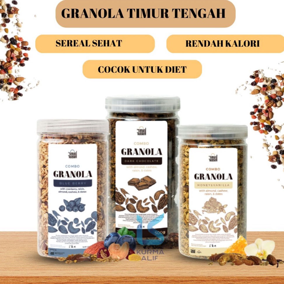 

95 Granola Timur Tengah 500 gr Sereal Sarapan Sehat Oatmeal With Almond and Mete ➛Ready