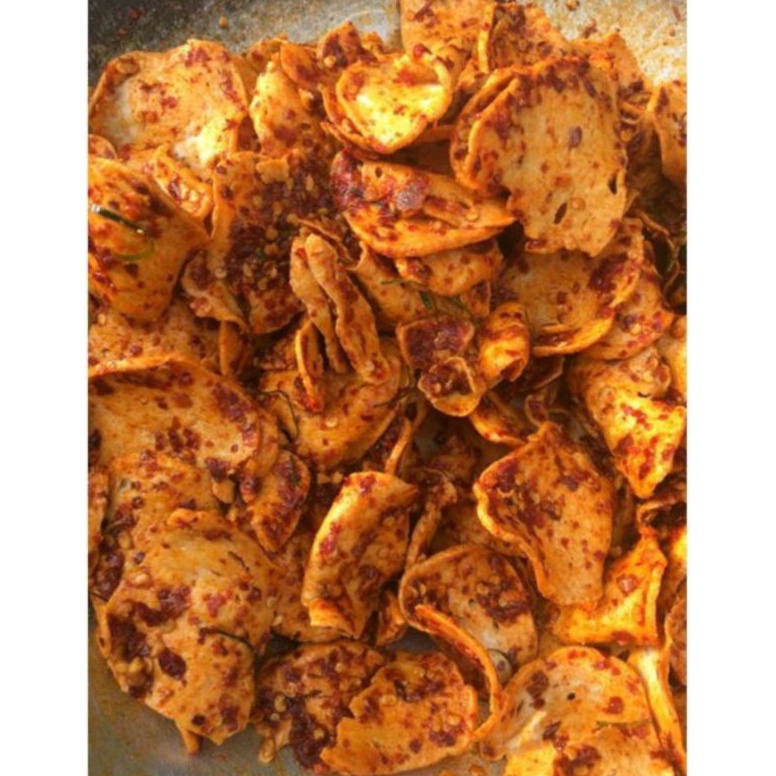

Diskon Promo!! basreng bulat daun jeruk extra pedas isi 1kg/1000gram laqdm