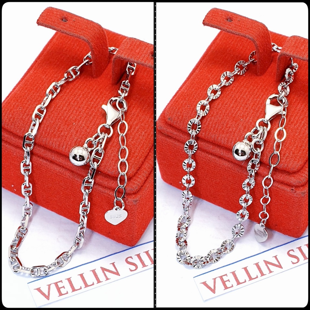 GELANG TANGAN PERAK SILVER 925 LAPIS EMAS PUTIH / GELANG PERAK WANITA 925 ASLI