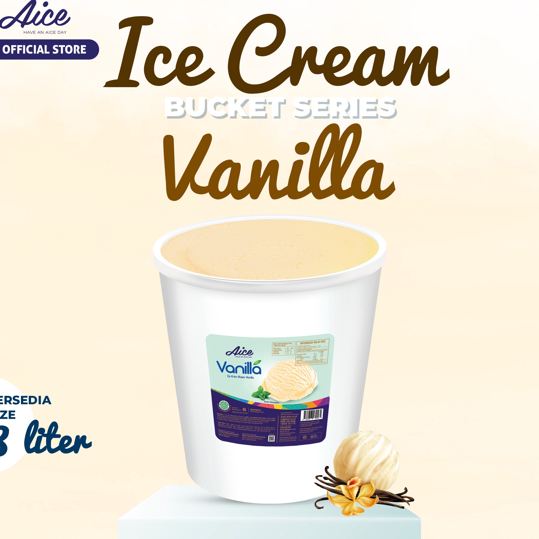 

Kode FWY572 AICE Vanilla Bucket 8 Liter Ice Cream Es Krim Ember 8L Eskrim