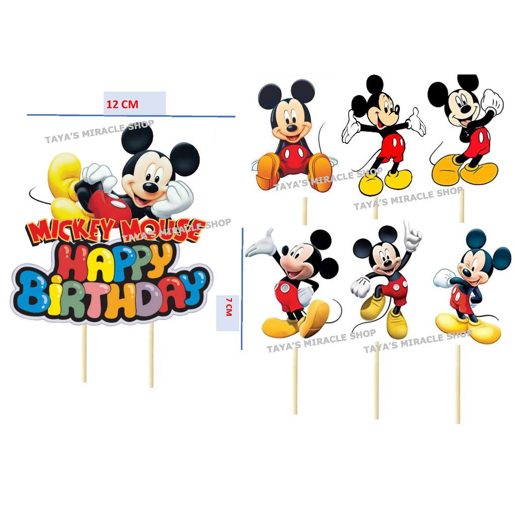 Toper / Topper / Hiasan Kue ulang Tahun / Happy Birthday Mickey Mouse