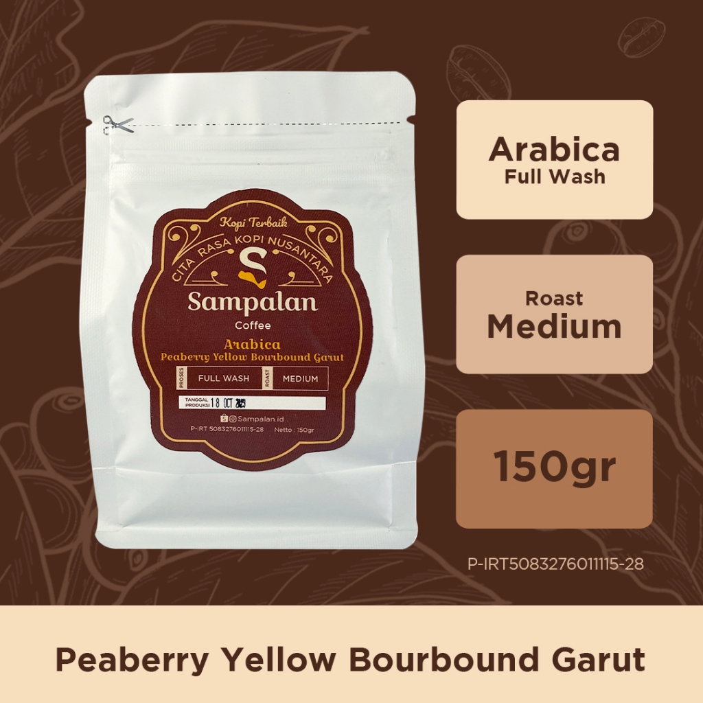 

Kopi Arabica | Peaberry Yellow Bourbound Garut | Medium Roast | Full Wash | Kopi Sampalan