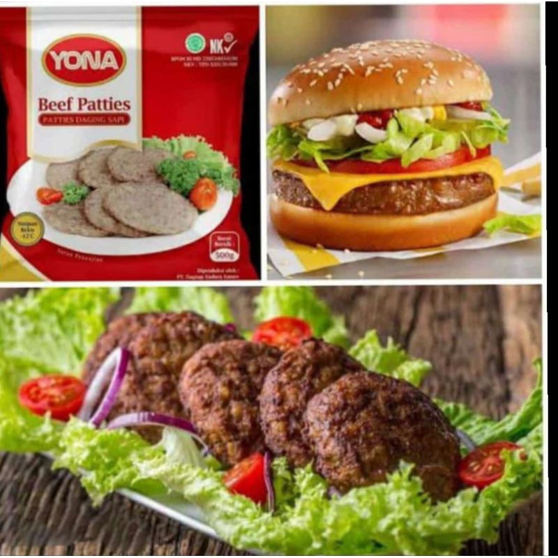 

Yona Beef Patties Patty Daging Burger 500gr isi 10 pcs