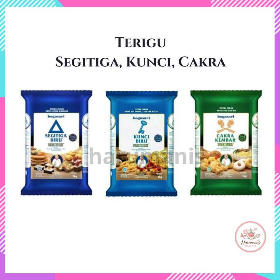 

[♜F95@] Tepung Terigu Segitiga Biru Kunci Biru Cakra Kembar Kemasan Premium 1kg [24]