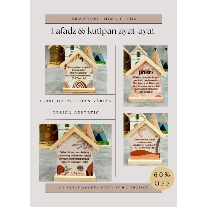 READY STOK - H2 Pro farmhouse Home Decor lafadz Allah dan nabi Muhammad kutipan ayat-ayat alquran hi