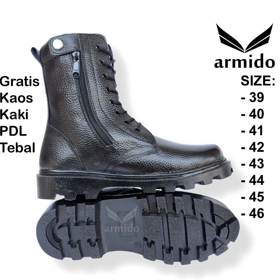 Terk1n1 SEPATU PDL KULIT ASLI MOTIF KULIT JERUK RESLETING / SEPATU PDL SECURITY LINMAS KULIT JERUK [