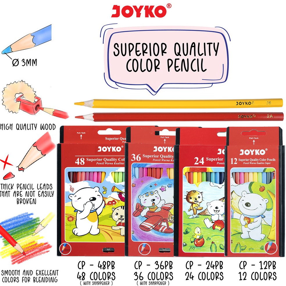 

84 Joyko Pensil Warna Superior Quality Color Pencils Hexagonal Grip PB Terlaris ㄟ)(