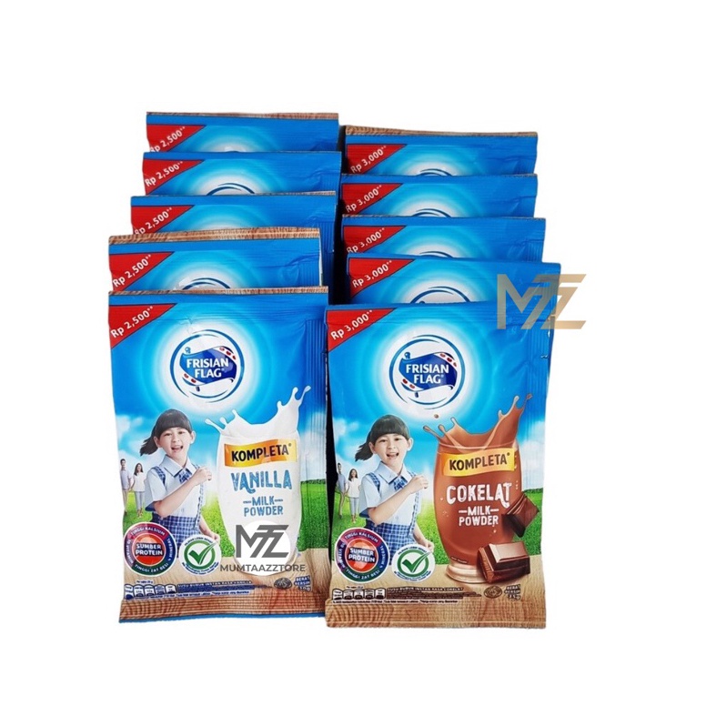 

☘️MUMTAAZZTORE☘️ Frisian Flag Kompleta Susu Bubuk Vanilla Cokelat 10 Sachet Bestseller ♪ヽ