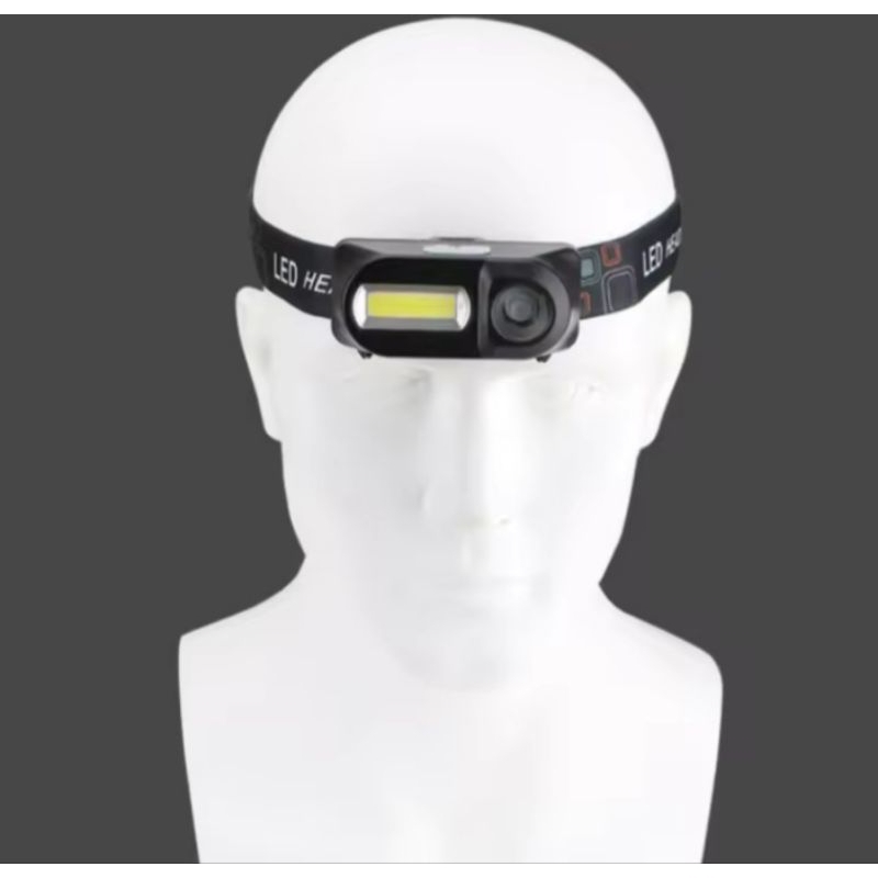 senter kepala headlamp plus COB batre 18650