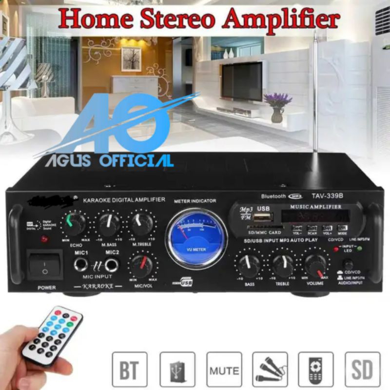 POWER AMPLIFIER DIGITAL SUBWOOFER 1000WATT EQUALIZER HOME THEATRE SUPER BASS F339BT