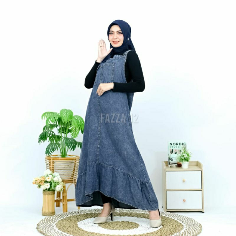 Overall Jeans Wanita Dewasa Panjang Terbaru , jumpsuit Jeans Kekinian