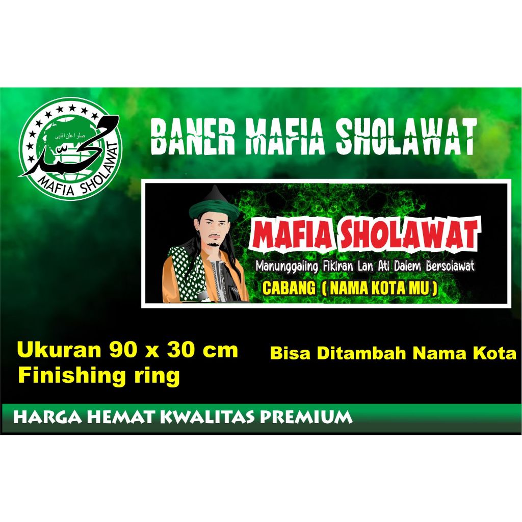 spanduk majlis mafia sholawat,gus ali gondrong