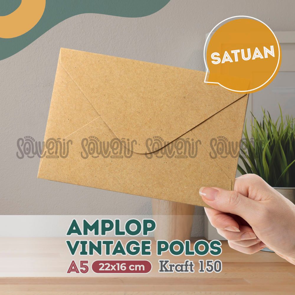 

A5 Amplop Vintage Kraft | Bahan Kraft 150GR | Ukuran 22x16 cm A5 | Amplop Cokelat Murah