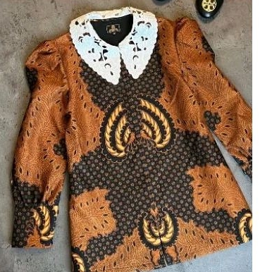 Blus Wanita Pakem Kerah Brokat Premium