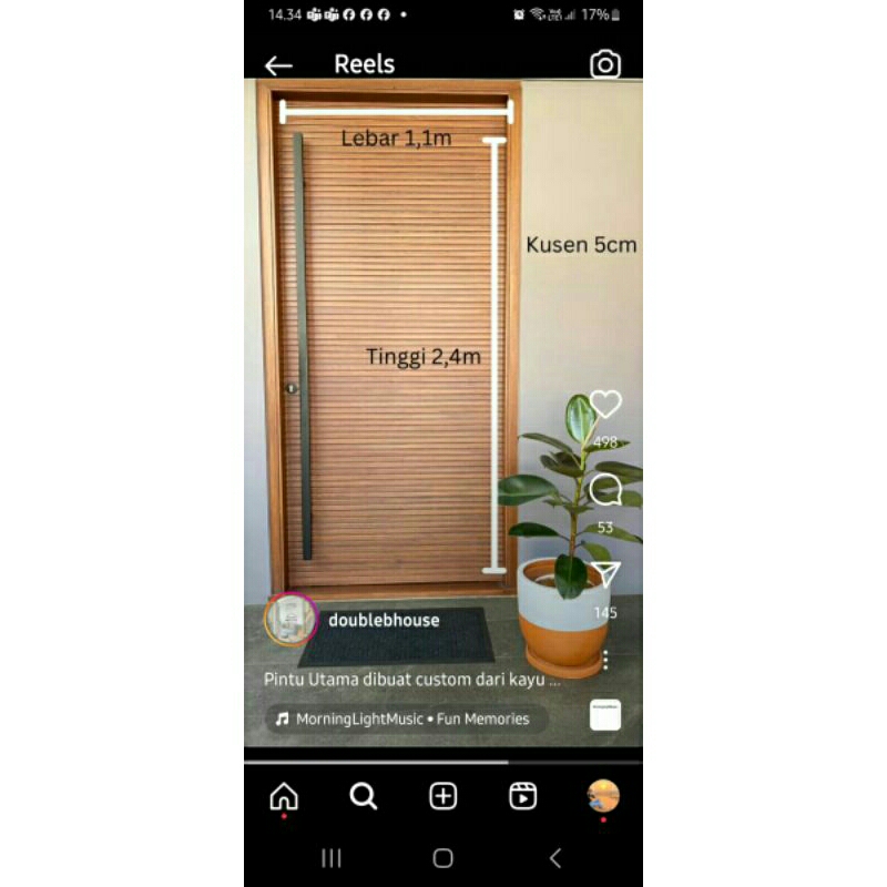 Kusen Pintu Single Berikut Daun Pintu Custom Minimalis Modern