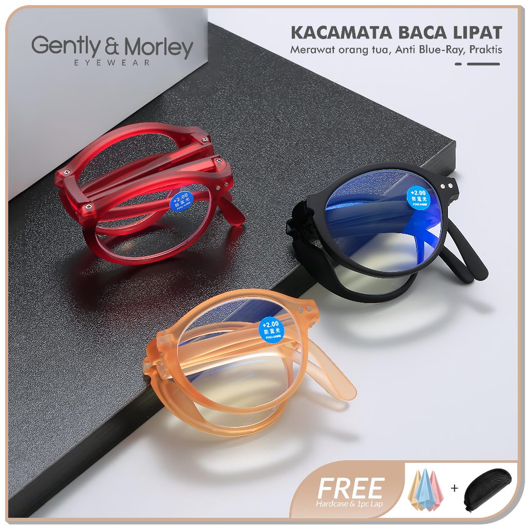 Gently Morley Kacamata Lipat Baca Plus Progresif Pria Wanita Bulat TR-90 5105