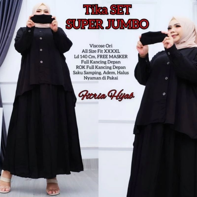 TIKA SET SETELAN ROK RAYON KATUN JUMBO LD 140 BIGSIZE