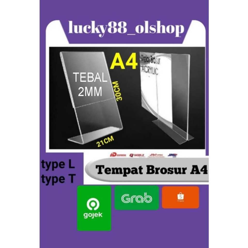 

Tempat brosur Akrilik A4 / Tent card Akrilik / Tent holder Akrilik /Akrilik QRist barcode / Stand Akrilik 2MM