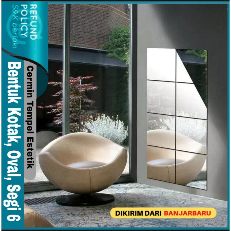 [BISA COD] Cermin Tempel Segi 6 / Dekorasi Rumah Kamar