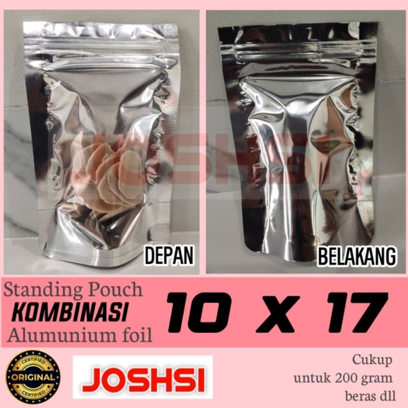 Plastik aluminium foil 10 x 17 standing pouch 10 x 17
