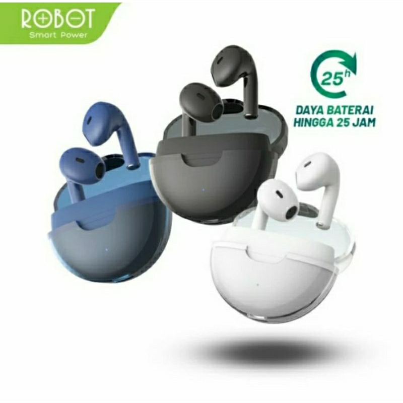 Headset Earphone Bluetooth TWS 25H Transparant Case Robot Flybuds T20