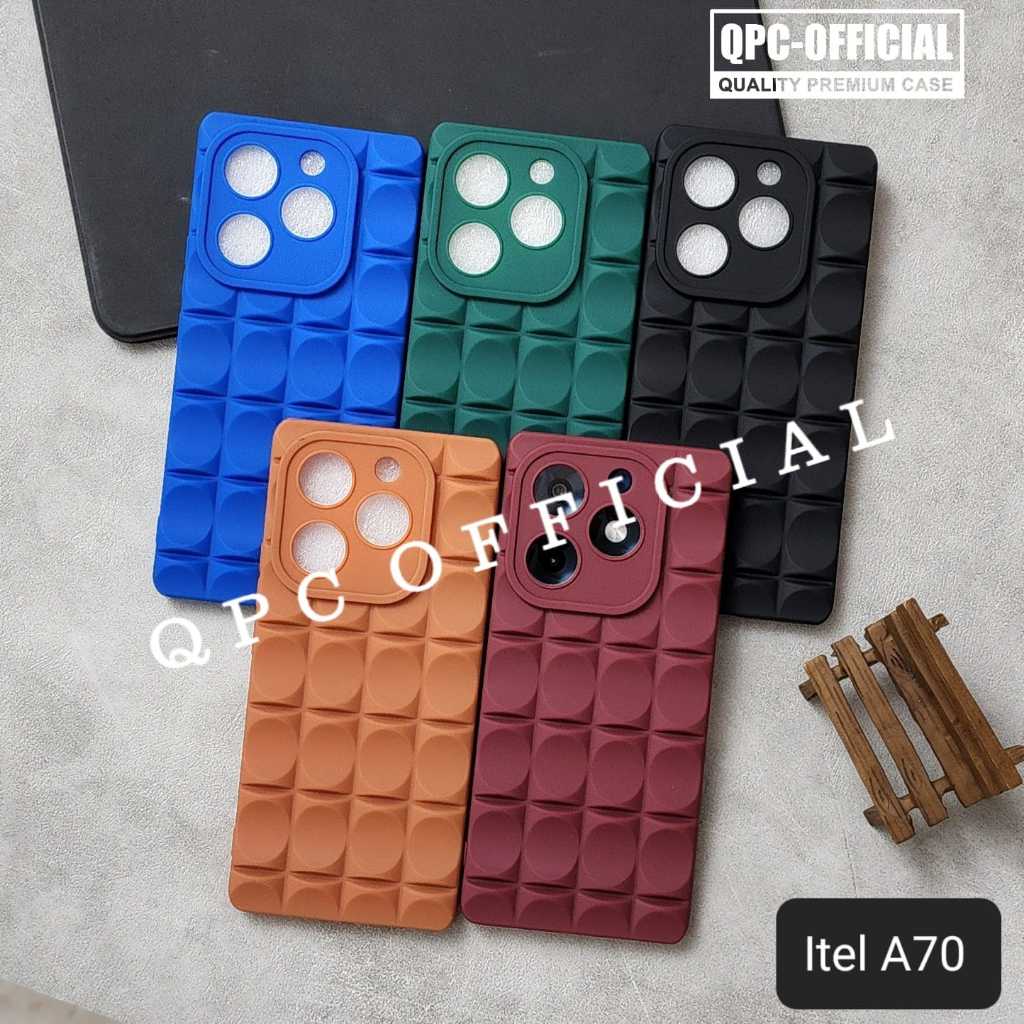 Itel A70 Case Macaron Warna Motif Finger Grip / 3d Cubic Case Jaket 3d Itel A70