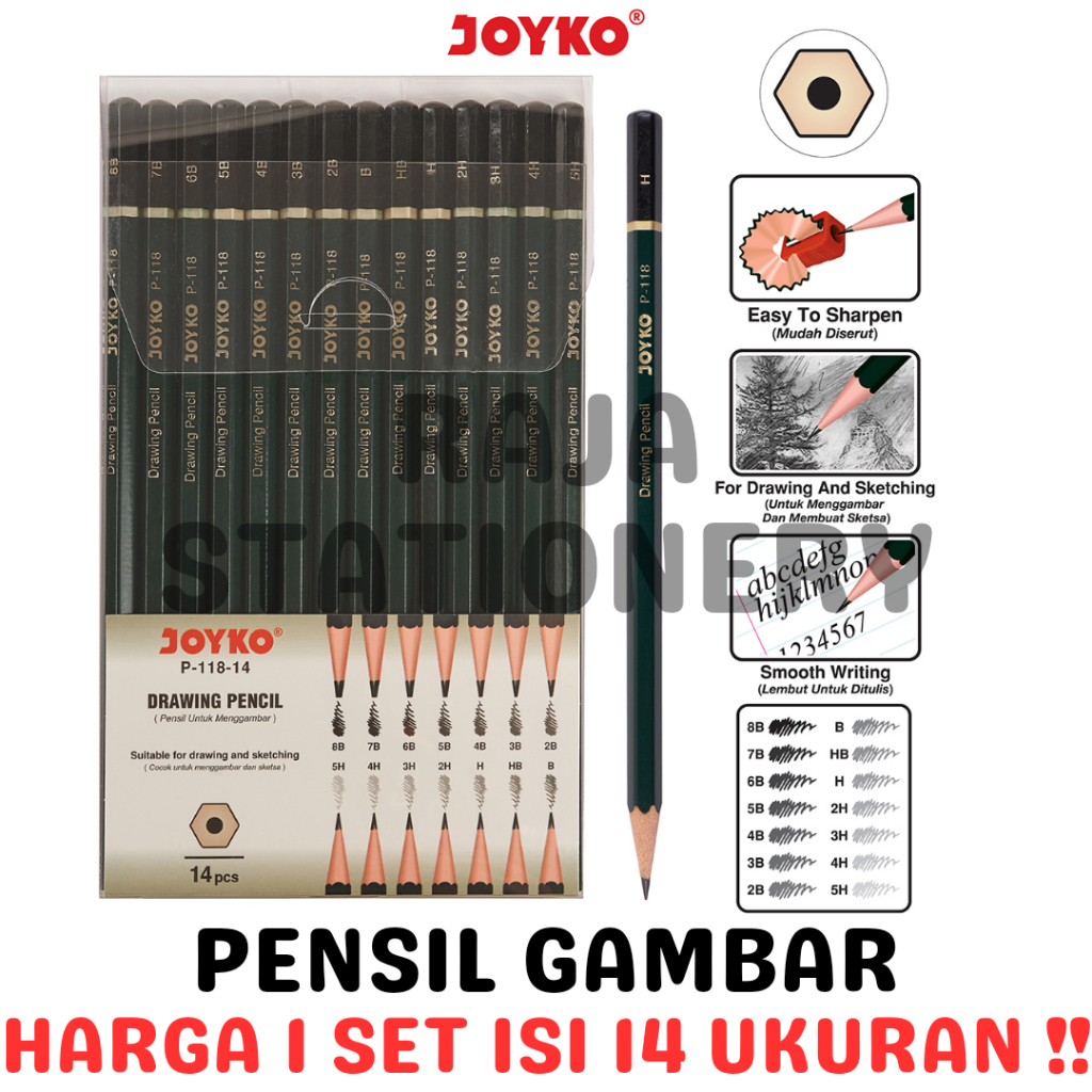 

Joyko Drawing Pencil SET 14 Sketch / Pensil Gambar Joyko Sketsa P-118-14
