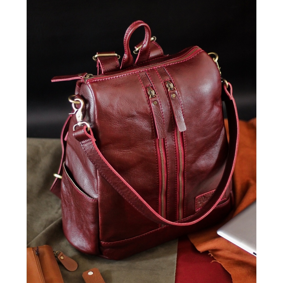 Bagbone Leather MIKA Backpack Tas kulit Full Grain wanita jogja on Camel | Tas backpack kulit Asli U