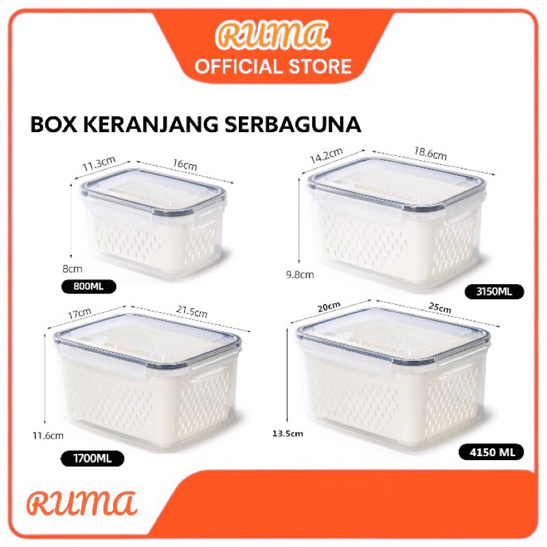 RUMA - KERANJANG SERBAGUNA WADAH TEMPAT PENYIMPANAN MAKANAN / KOTAK BUAH JUMBO BOX SUSUN 4 PLASTIK