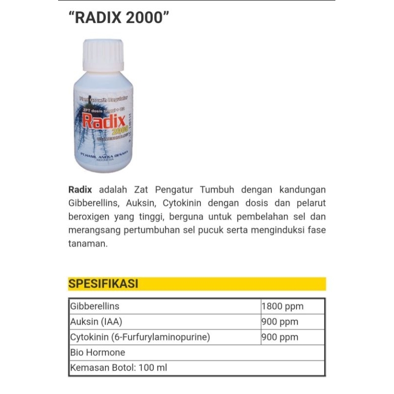 Radix 2000 Plant  Grow Regulator Original Javamas 100ml